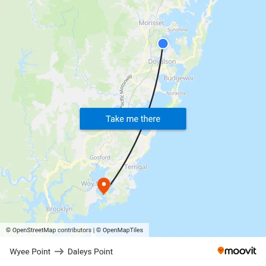 Wyee Point to Daleys Point map