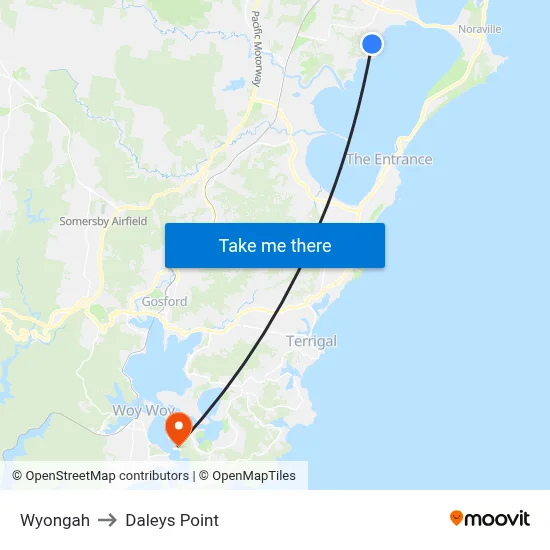 Wyongah to Daleys Point map