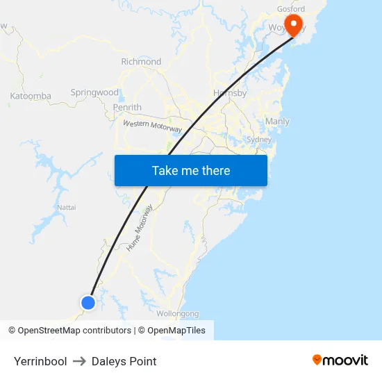 Yerrinbool to Daleys Point map