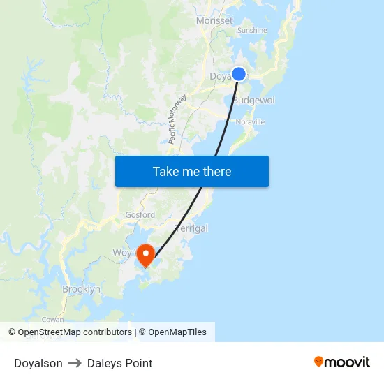 Doyalson to Daleys Point map