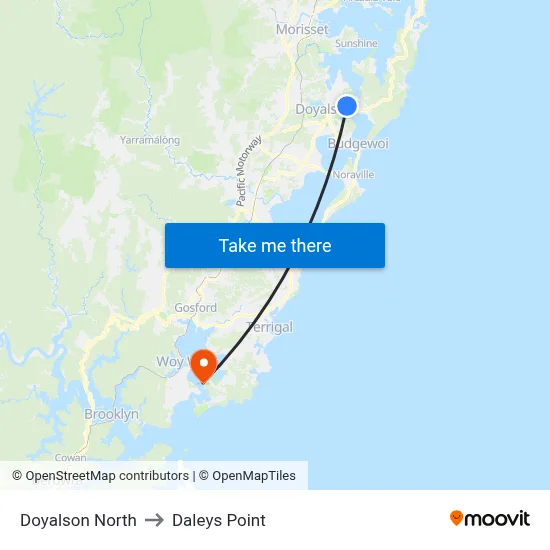 Doyalson North to Daleys Point map