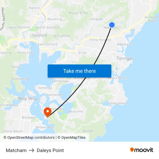 Matcham to Daleys Point map