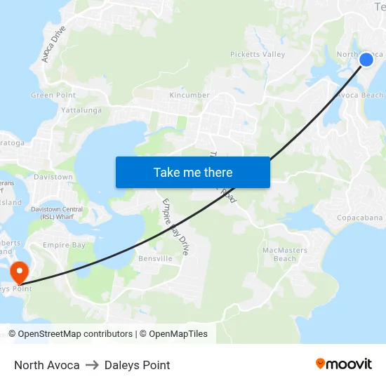 North Avoca to Daleys Point map