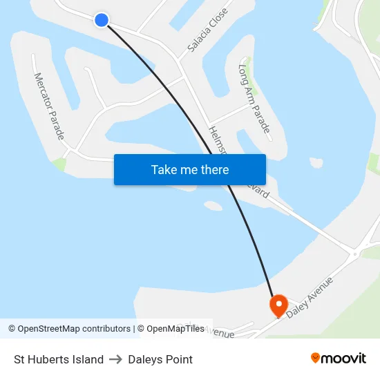 St Huberts Island to Daleys Point map