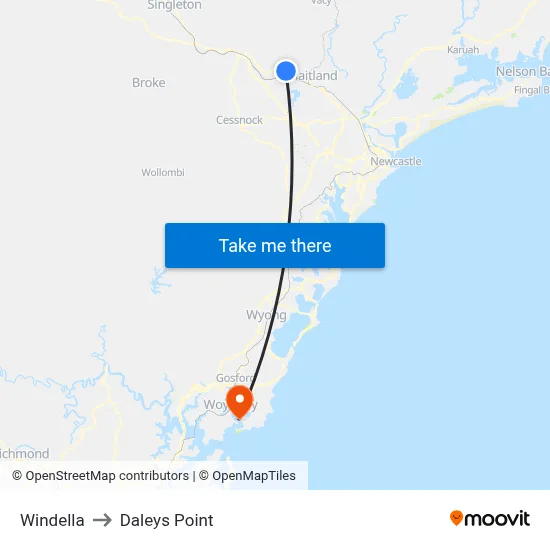 Windella to Daleys Point map