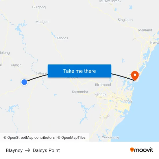 Blayney to Daleys Point map