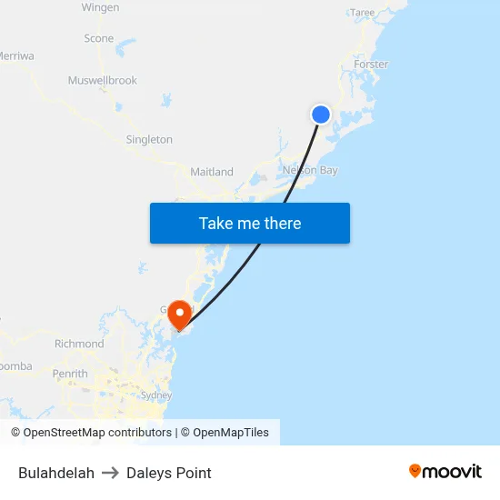 Bulahdelah to Daleys Point map
