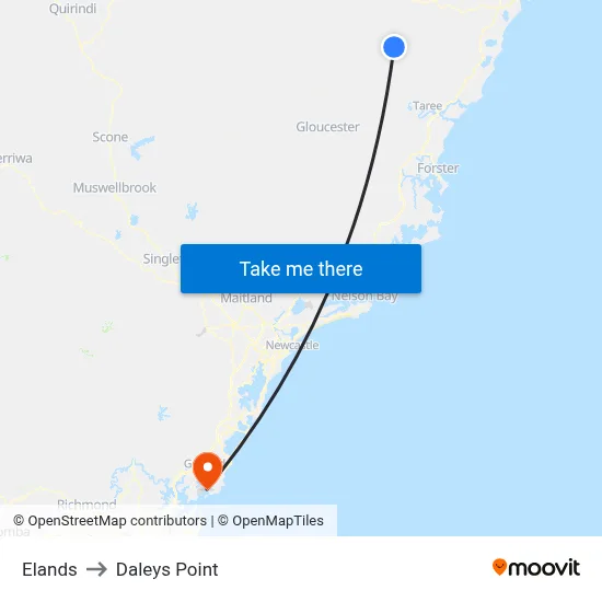 Elands to Daleys Point map