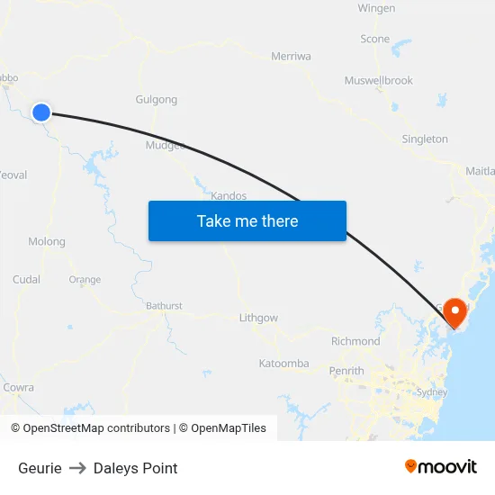 Geurie to Daleys Point map