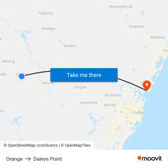 Orange to Daleys Point map