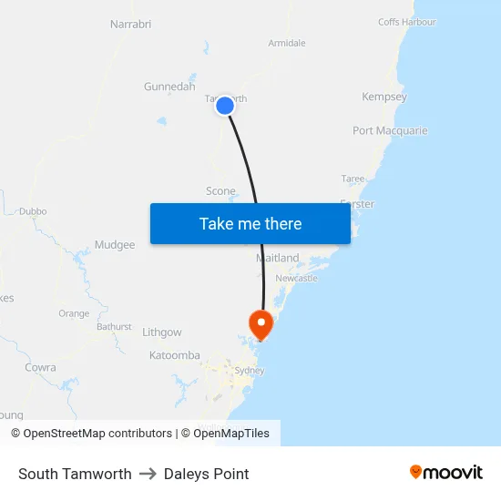 South Tamworth to Daleys Point map