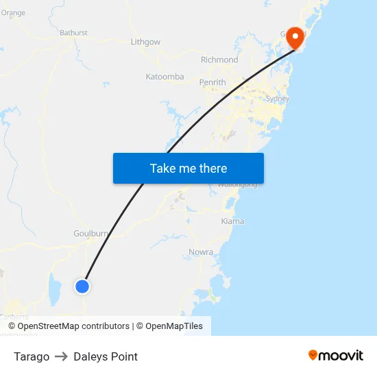 Tarago to Daleys Point map