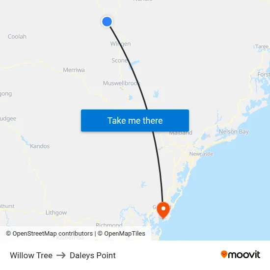 Willow Tree to Daleys Point map