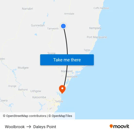 Woolbrook to Daleys Point map
