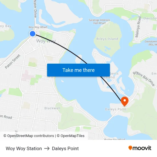 Woy Woy Station to Daleys Point map