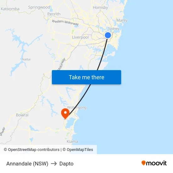 Annandale (NSW) to Dapto map
