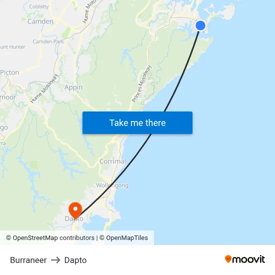 Burraneer to Dapto map