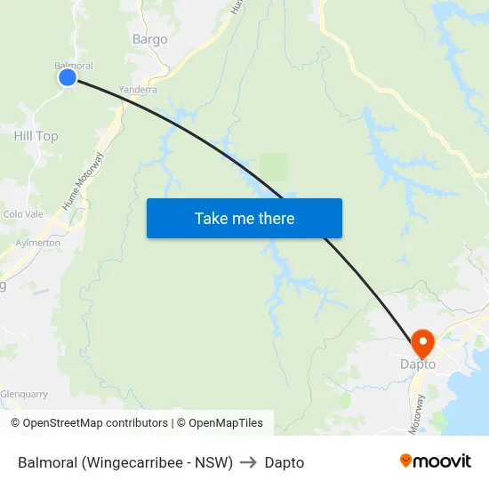 Balmoral (Wingecarribee - NSW) to Dapto map