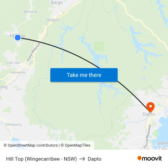 Hill Top (Wingecarribee - NSW) to Dapto map