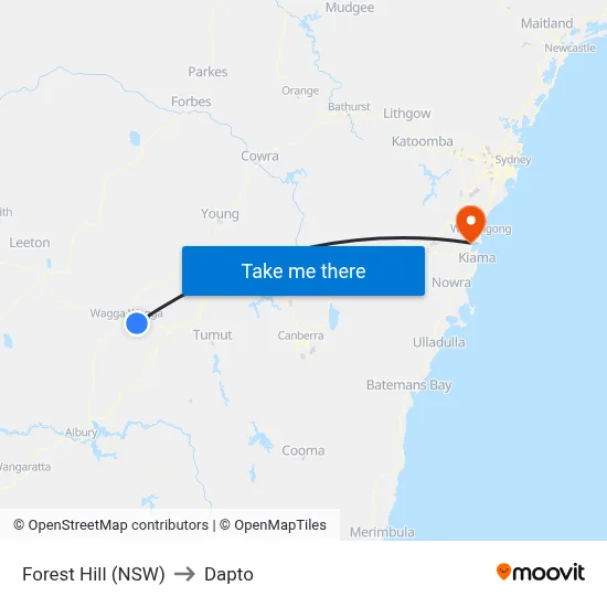 Forest Hill (NSW) to Dapto map