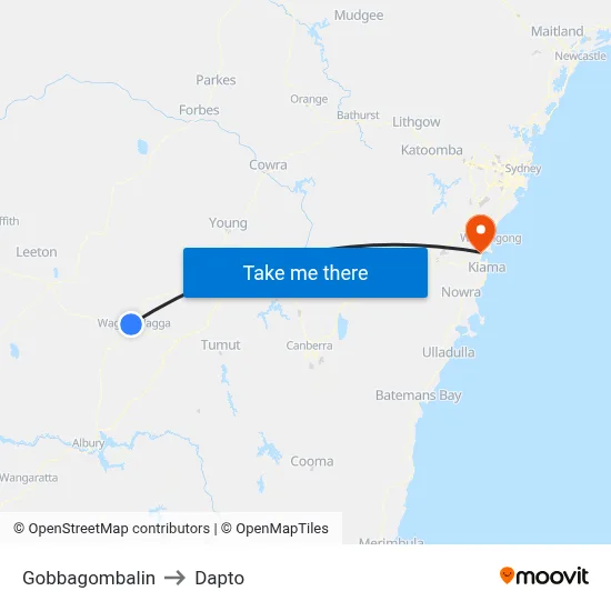 Gobbagombalin to Dapto map