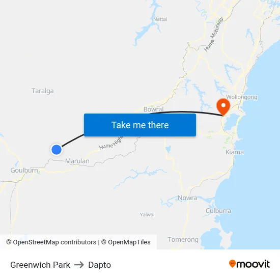 Greenwich Park to Dapto map