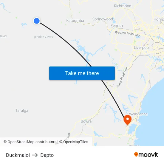 Duckmaloi to Dapto map