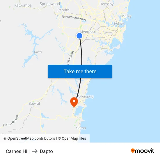 Carnes Hill to Dapto map
