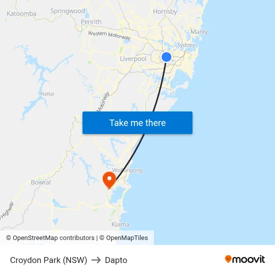 Croydon Park (NSW) to Dapto map