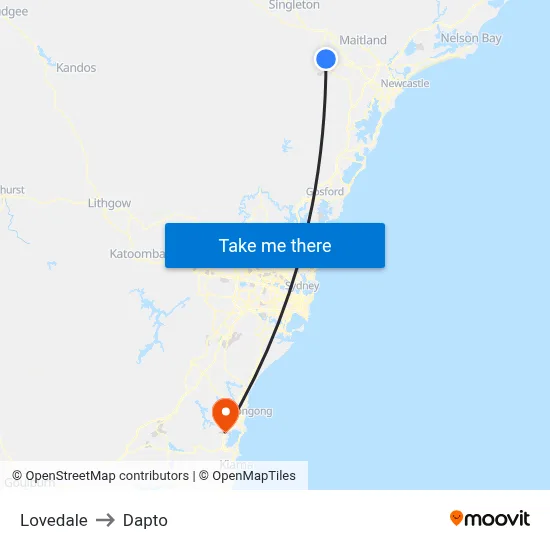 Lovedale to Dapto map