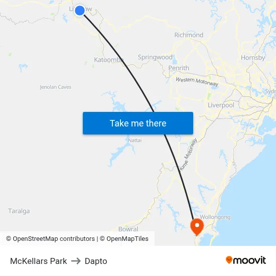 McKellars Park to Dapto map