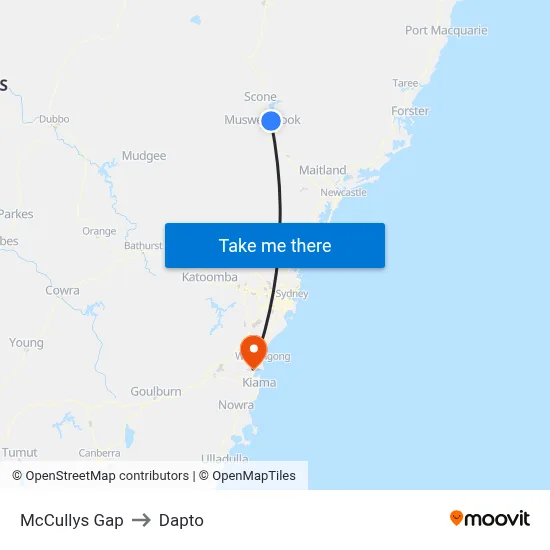McCullys Gap to Dapto map