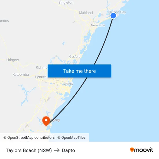 Taylors Beach (NSW) to Dapto map