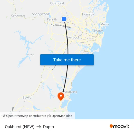 Oakhurst (NSW) to Dapto map