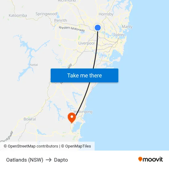 Oatlands (NSW) to Dapto map