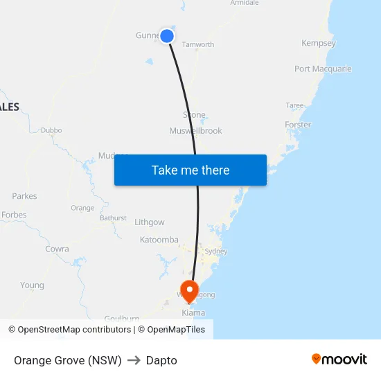 Orange Grove (NSW) to Dapto map