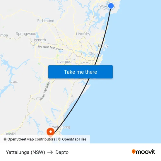 Yattalunga (NSW) to Dapto map