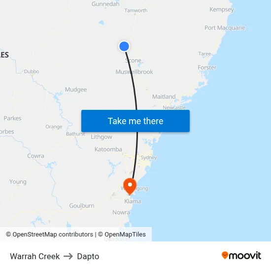 Warrah Creek to Dapto map