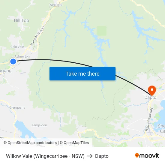 Willow Vale (Wingecarribee - NSW) to Dapto map
