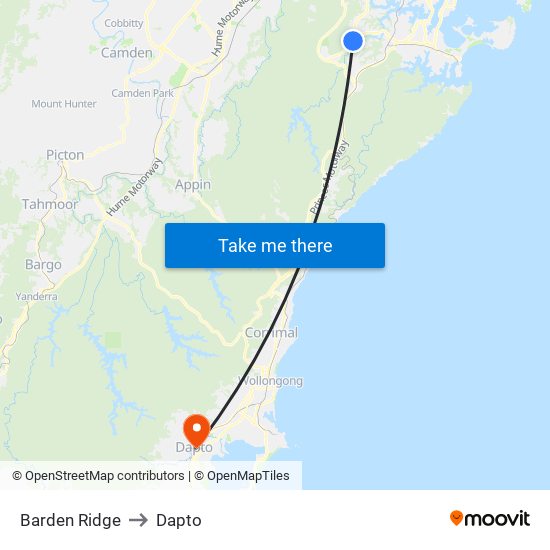 Barden Ridge to Dapto map