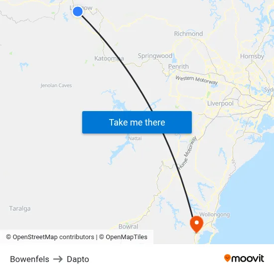 Bowenfels to Dapto map