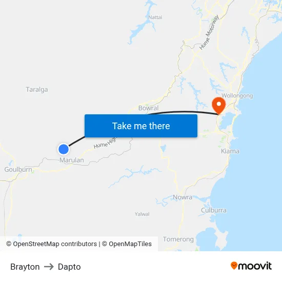 Brayton to Dapto map