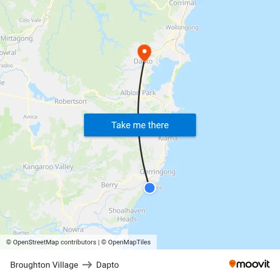Broughton Village to Dapto map