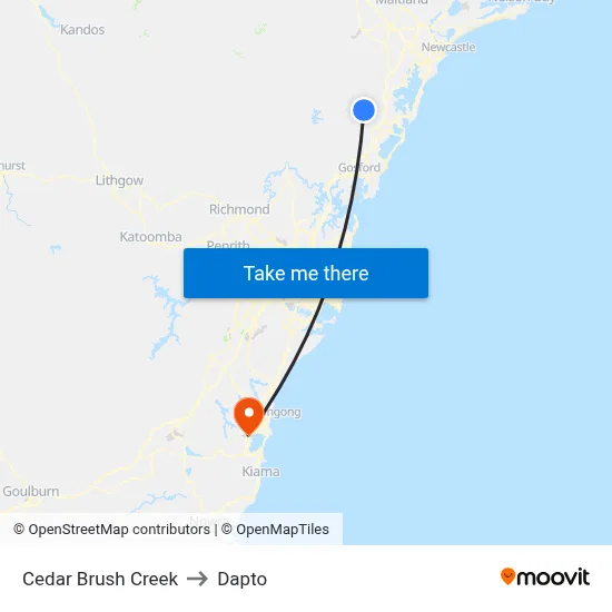 Cedar Brush Creek to Dapto map