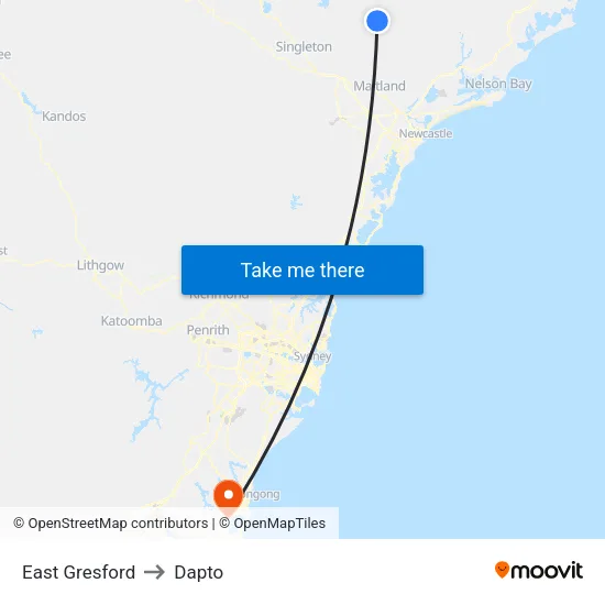 East Gresford to Dapto map
