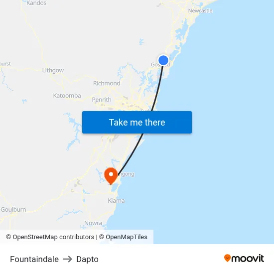 Fountaindale to Dapto map