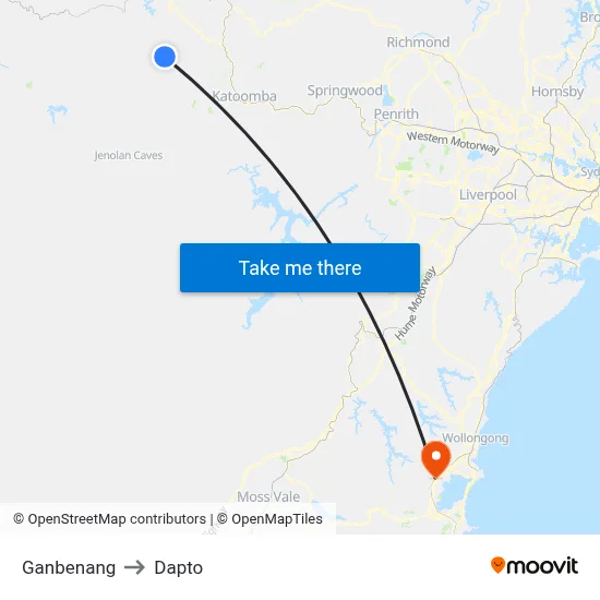 Ganbenang to Dapto map