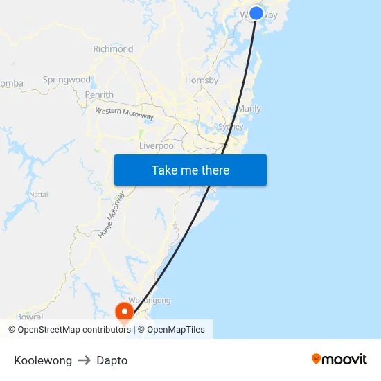 Koolewong to Dapto map