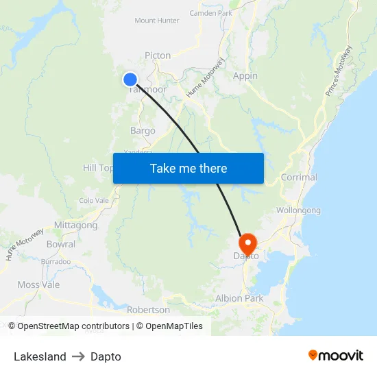 Lakesland to Dapto map