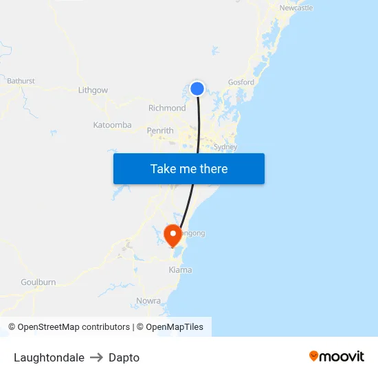 Laughtondale to Dapto map